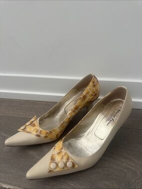 Pointed Toe Women’s Heels in Cream and Yellow